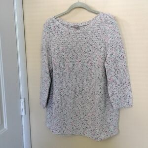 Chicos Multicolor Knit Cotton Blend Tunic Sweater L Office Travel Weekend